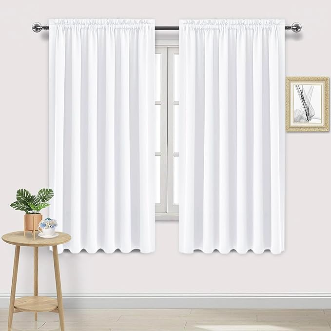 DWCN Wide Curtains 50% Light Blocking for Living Room 72 Inch Long 2 Panels | Room Darkening, Thermal Insulated, Light Blocking, Rod Pocket Drapes, Noise Reducing Window Treatments, Pure White