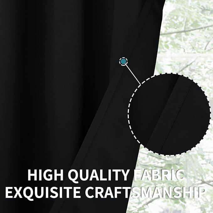 BGment Blackout Curtains - Grommet Thermal Insulated Room Darkening Bedroom and Living Room Curtains, Set of 2 Panels (52 x 108 Inch, Black) | Grommet Top, Black Out, Extra Long, Room Darkening, Sunblock, Thermal Insulated, Window Drapes for Bedroom, 5...