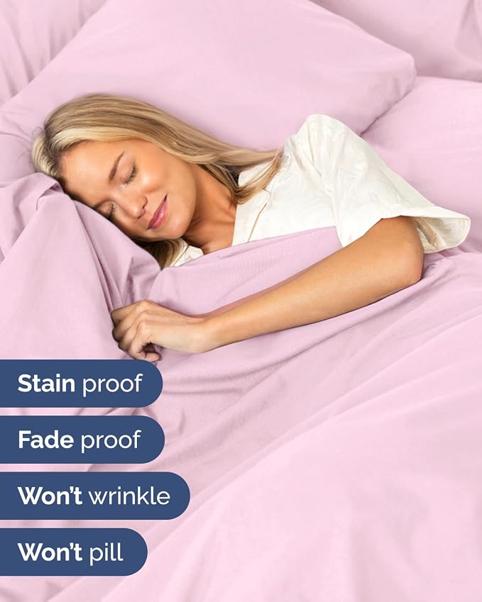Flex Top Split Head King Sheet Set - 4 Piece Extra Deep Sheets - Light Pink | Easily Fits 18 to 24 inch Mattress, Ultra Soft, Wrinkle & Fade Free with Extra Deep Pockets, Comfy Hotel Luxury Bedding