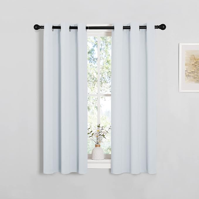 NICETOWN Greyish White Blackout Curtains for Bedroom 29" w x 40" L 2 Panels | Window Treatment Thermal Insulated Grommet Draperies Panels Drapes for Kitchen, Light Blocking Noise Reducing Home Decor