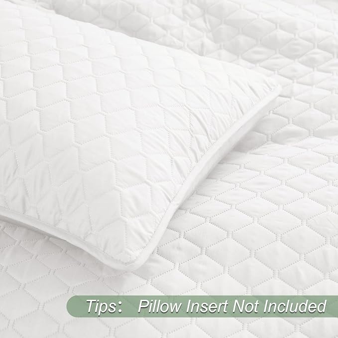 Exclusivo Mezcla Reversible Full Queen Quilt Bedding Set, White | Lightweight Bedspreads with 2 Pillow Shams, Soft Microfiber, All Season Bed Coverlets for Bedroom Guest Room, 90x96 Inch