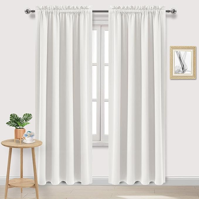 DWCN Blackout Curtains for Bedroom Living Room 52 x 95 Inch Long Ivory | 2 Panels Set, Room Darkening, Thermal Insulated, Light Blocking, Rod Pocket Drapes, Noise Reducing Window Treatments