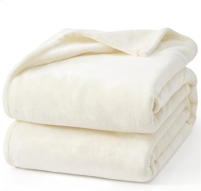 Hansleep Throw Beige Fleece Blanket, Soft Flannel Bed Blanket | Fuzzy Cozy Blanket 50x60 Inches, Multi-use for Bed, Sofa, Couch, Travel, Camping, All Season Warm Lightweight Cover