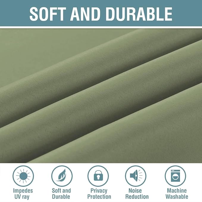 H.VERSAILTEX Blackout Curtain for Living Room Thermal Insulated Window Treatment Curtain Extra Long 84 inch Length Energy Saving Solid Grommet Top Blackout Drape, One Panel, Sage, 52" W x 84" L