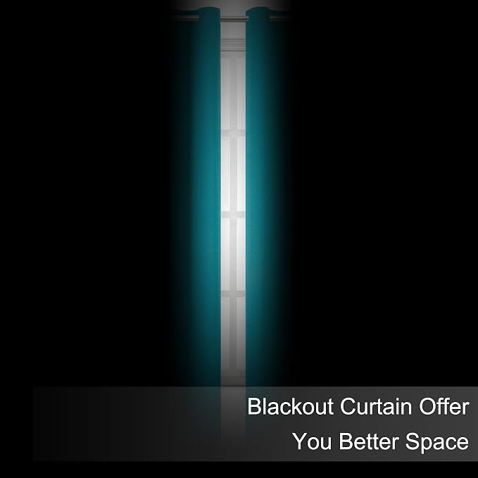 Blackout Curtains 66 x 95 inch/Teal Curtains Set of 2 Panels/Thermal Insulated Room Darkening Bedroom Curtains