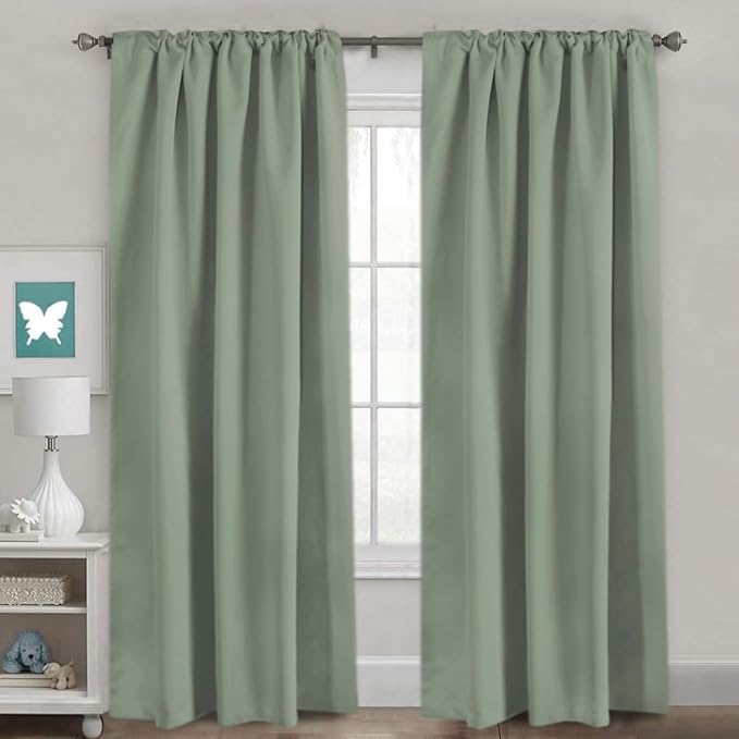 H.VERSAILTEX Blackout Curtains Thermal Insulated Window Treatment Panels Room Darkening Blackout Drapes for Living Room Back Tab/Rod Pocket Bedroom Draperies (2 Panels, Cyan, 52 x 84 Inch)