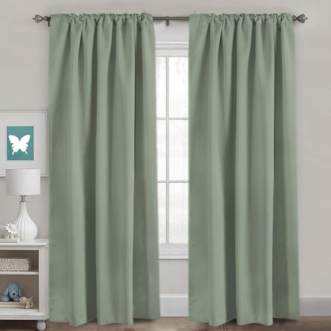 H.VERSAILTEX Blackout Curtains Thermal Insulated Window Treatment Panels Room Darkening Blackout Drapes for Living Room Back Tab/Rod Pocket Bedroom Draperies (2 Panels, Cyan, 52 x 96 Inch)
