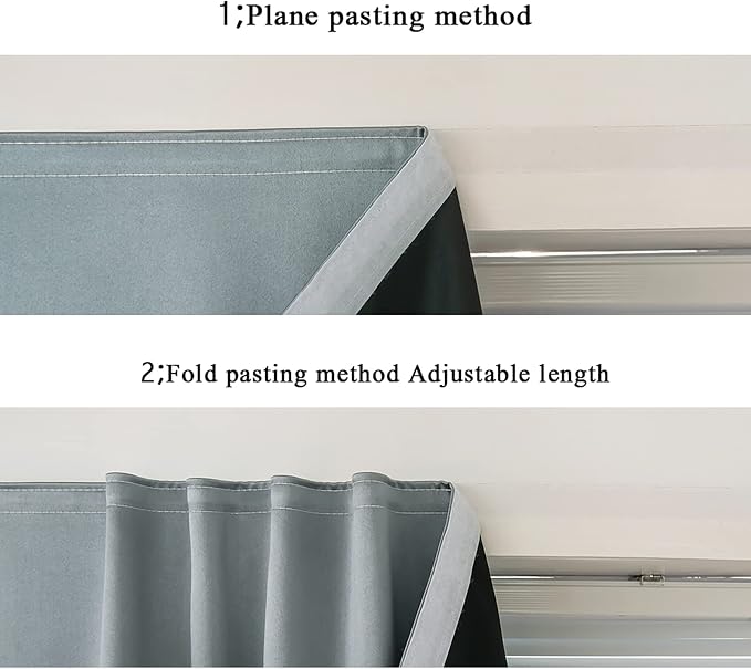 AJAZZ 100% Blackout Shades Window Cover Self Adhesive Curtains Sticky Curtain Portable Easy Open Black Out Curtains for Bedroom Living Room No Drilling (Silver Grey, 59" W x 72" L 1 Panel)