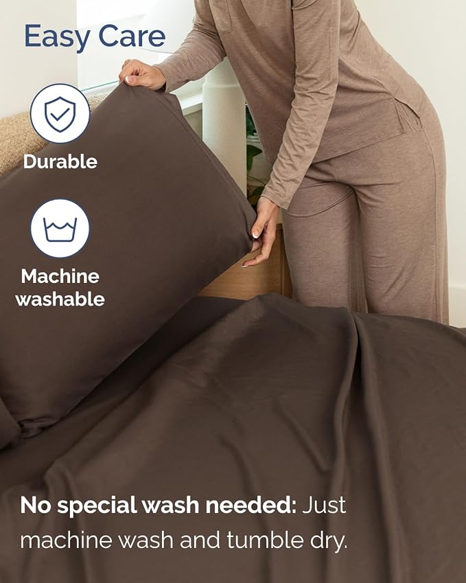 CGK Unlimited Extra Deep Flex Top Split Head King Sheet Set - 6 Piece Breathable and Cooling Sheets - Hotel Luxury Bedding for Women, Men, Kids & Teens - Easy Secure Fit - Extra Deep Pockets - Brown