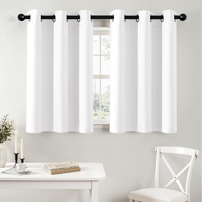 MIULEE Blackout Curtains for Bedroom 2 Panels 40 x 36 Inch Long Pure White | Thermal Insulated, Living Room Darkening Grommet Drapes, Noise Reducing, Light Blocking Window Treatments