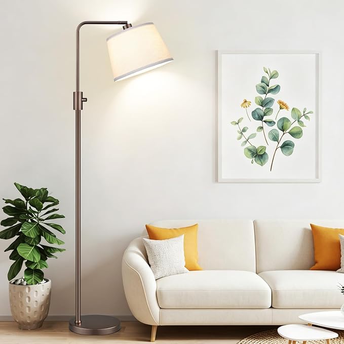 Nintiue [Upgraded] Dimmable Floor Lamp, 1000 Lumens LED Edison Bulb Included, Modern Arc Standing Tall Brown Floor Lamp for Living Room Bedroom Office Dining Room