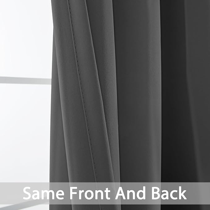Yakamok Room Darkening Curtains 70x84 inch Length Charcoal Grey-Living Room | 2 panels,grommet blackout window treatment,thermal insulated,light blocking drapes,privacy protection,bedroom dining room