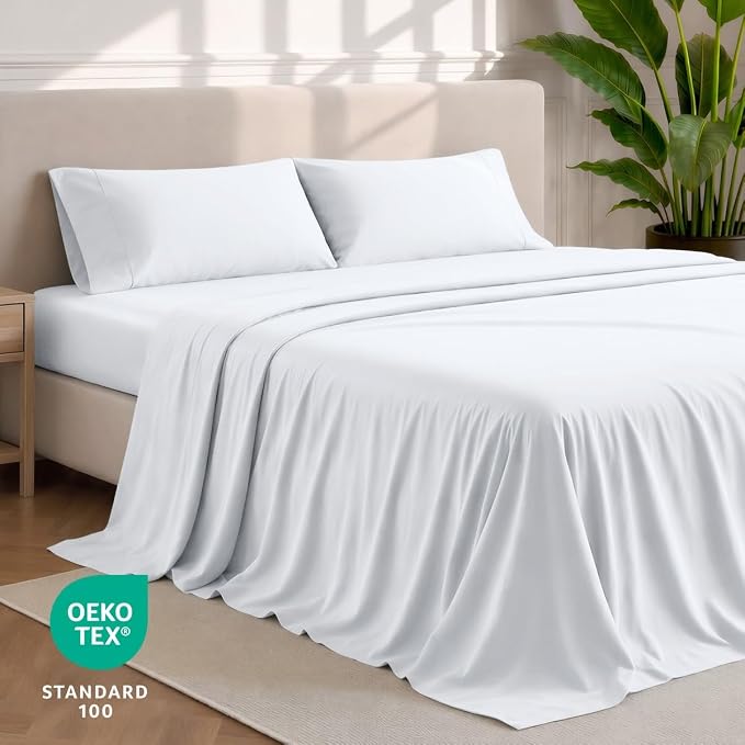 Bare Home Cal King Sheet Set - 1800 Ultra-Soft (California King, White) | Deep Pockets 6 to 15 Inches, Breathable, Hypoallergenic, Hotel Luxury, Easy Fit, Soft, All-Season