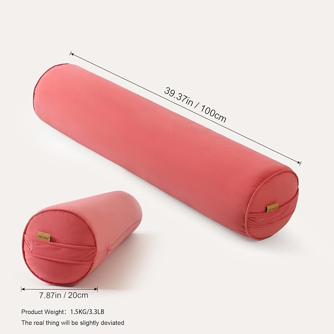 Body Pillow for Adults,Long Round Pillow,Big Cylindrical Pillow,Large Full Bolster Pillows for Side Sleepers (Coral Peach, 39.37"*7.87")