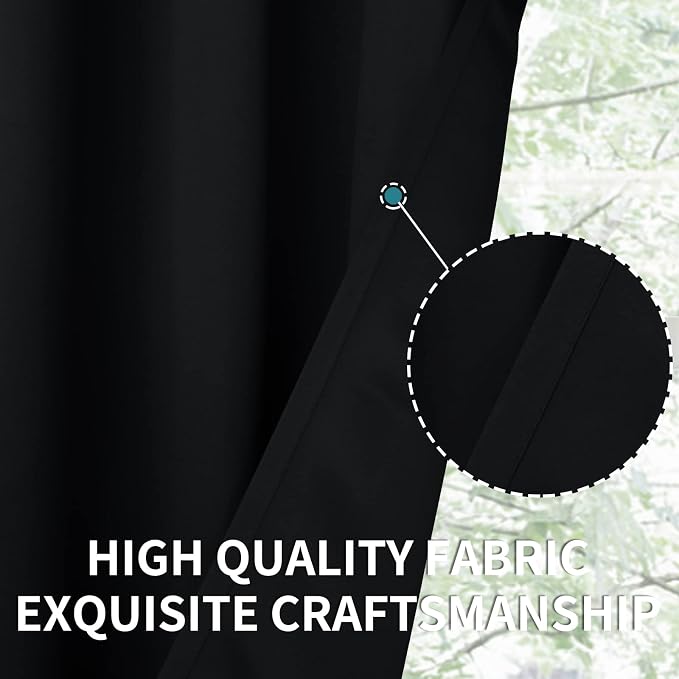 BGment Black Blackout Curtains for Living Room 84 Inch Long - 2 Panels | Grommet Top, Black Out, Room Darkening, Sunblock, Thermal Insulated, Window Drapes for Bedroom, 52x84 Inch