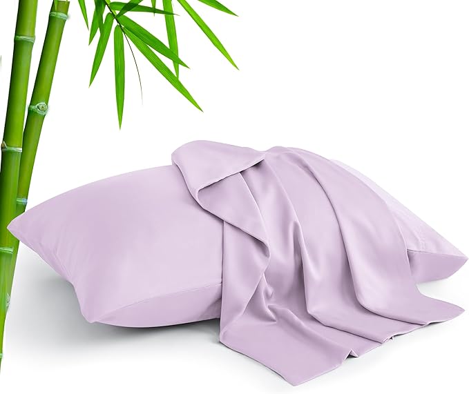 BEDELITE Cooling Pillow Cases Queen, Rayon Made from Bamboo, Light Purple | Cooling and Breathable Pillow Cover for Hot Sleepers & Night Sweats, Silky Soft Cozy, Envelope Closure, 20"x30", Set of 2