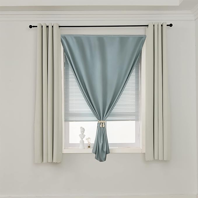 AJAZZ 100% Window Blinds Blackout Portable Blackout Curtains Adhesive Curtains for Living Room No Drilling (Silver Grey, 47" W x 72" L 1 Panel)