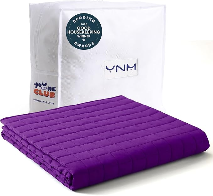 YnM Cotton King Size Weighted Blanket for Adults (88x104 Inches, 20 Pounds, Fuchsia Purple), Smallest Compartments, Heavy Blanket for Two Persons of 90~160lbs on Queen or King Bed