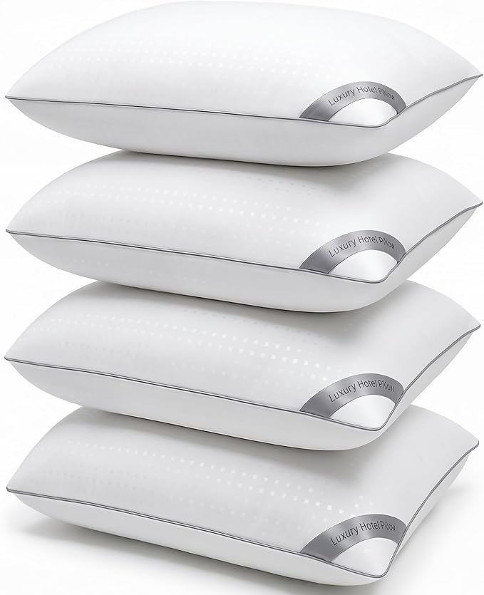 HIMOON Bed Pillows for Sleeping Set of 4,Queen Size Cooling Pillows 4 Pack,Top-end Microfiber Cover for Side Stomach Back Sleepers