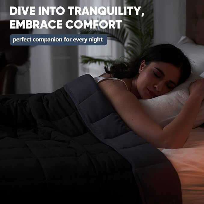 yescool Weighted Blanket for Adults (25 lbs, 60" x 80", Grey& Black) Cooling Heavy Blanket for Sleeping Perfect for 240-260 lbs, Queen Size Breathable Blanket with Premium Glass Bead, Machine Washable
