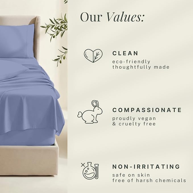 Hearth & Harbor Extra Deep Pocket Sheets - Fits Mattress 18-24 Inches Deep - Extra Deep Pocket Twin Sheets Sets - 4 Piece Twin Size - Steel Blue
