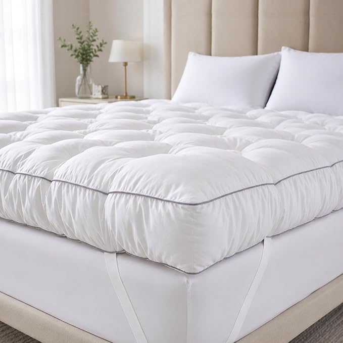 SHOUREN 5 Inch Memory Foam Mattress Topper Twin for Back Pain Relief | Extra Thick Gel Memory Foam Topper with Pressure Relief, Body Contouring Support, 4-Way Straps and Long-Lasting Comfort