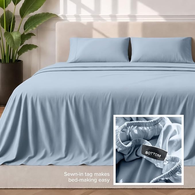 Bare Home King Sheet Set - 1800 Ultra-Soft (King, Dusty Blue) | Deep Pockets 6 to 15 Inches, Breathable, Hypoallergenic, Hotel Luxury, Easy Fit, Soft, All-Season