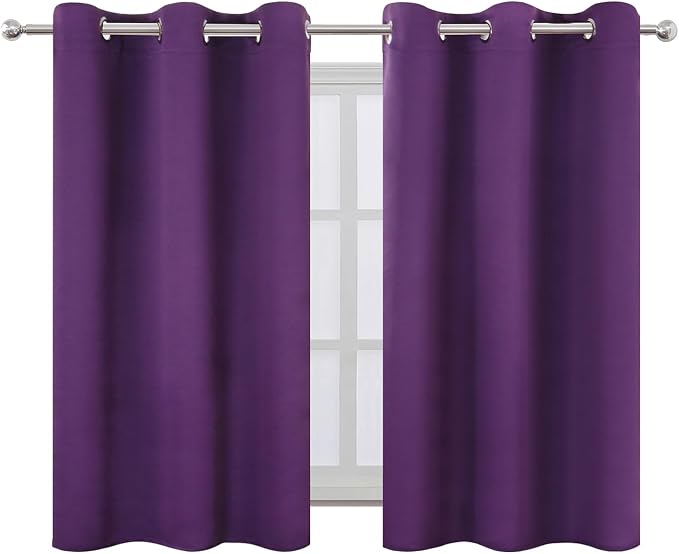 Purple Blackout Curtains 42 x 54 Inch Length Set of 2 Panels Grommet Bedroom Curtains for Living Room