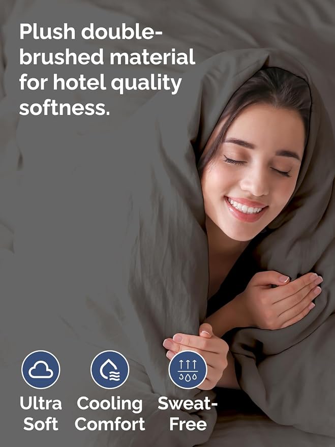 Duvet Cover Cal King Size - 3 Piece with Zipper Closure - Charcoal | Extra Soft, Breathable, Cal King Duvet Cover 104" x 98" with 2 Pillow Shams, Zipper Closures & Ties, Women, Men, Kids & Teens