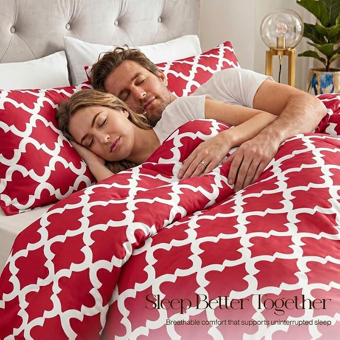 Utopia Bedding 3 Pc King Comforter Set, Printed Comforter, Red | Comforter Set Includes Comforter (90x102) Inches, 2 Shams (20x36) Inches. Soft Microfiber Down Alternative, Machine Washable.