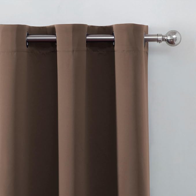 Chocolate Brown Blackout Curtains 34 x 63 Inch Length/Set of 2 Curtain Panels/Thermal Insulated Room Darkening Blackout Curtains for Bedroom