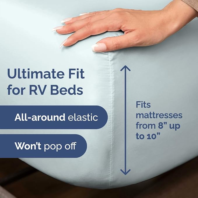 Short Queen Size 4 Piece Bed Sheet Set - RV Short Queen Sheets - Ice Blue | Ultra-Soft, Breathable & Cooling Bed Sheets Set with Deep Pockets, Hotel Luxury Bedding for Women & Men, Wrinkle & Fade Free