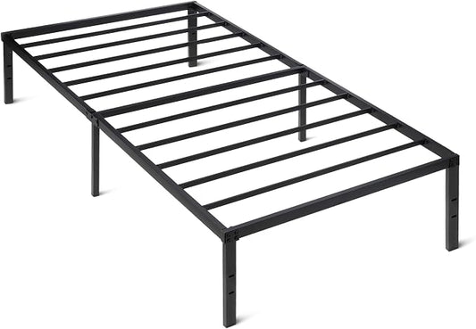 Amazon Basics Metal Bed Frame, Non-Foldable Platform Bed, Easy Assembly, Twin, 39W x 75L x 14H in, Black