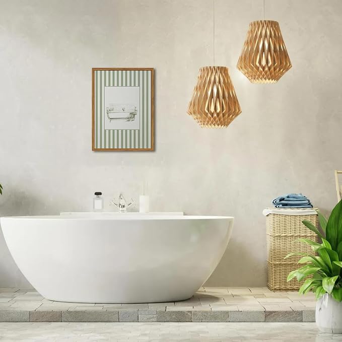 Funny Kids Bathroom Wall Art Cute Boy in Bathtub Wall Decor Picture, Eclectic Child Nursery Bathroom Poster Canvas Prints painting for Restroom 16x24 inch Wood Framed