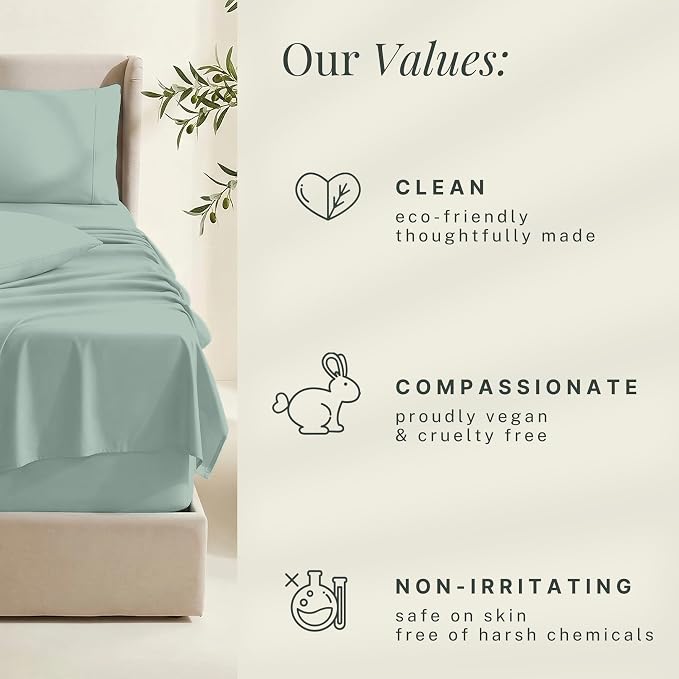 Hearth & Harbor Bed Sheets, Luxury Soft 6 Piece Bed Sheet Set Extra Deep Pocket Fitted Sheets Fits Mattress up to 21", Double Brushed Bedding Sheets & Pillowcases, King, Ice Green