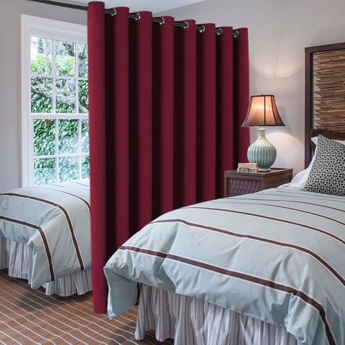 H.VERSAILTEX Blackout Patio Curtains 100 x 90 Inches for Sliding Door Extral Wide Blackout Curtain Panels Christmas Decor for Living Room - Grommet Top, 7.5' Tall by 8.3' Wide - Burgundy