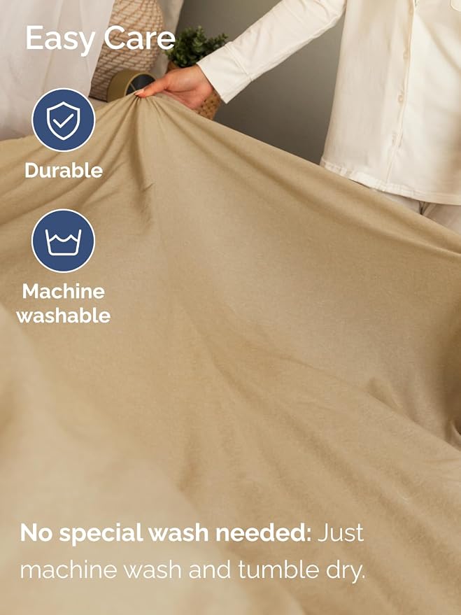 Extra Deep Cal King Fitted Sheet - Single Fitted Sheet Only - Heathered Tan | Easily Fits 18 inch to 24 inch Mattress, Soft, Wrinkle Free, Breathable & Comfy, Extra Deep Pockets Hotel Luxury Fitted Sheet