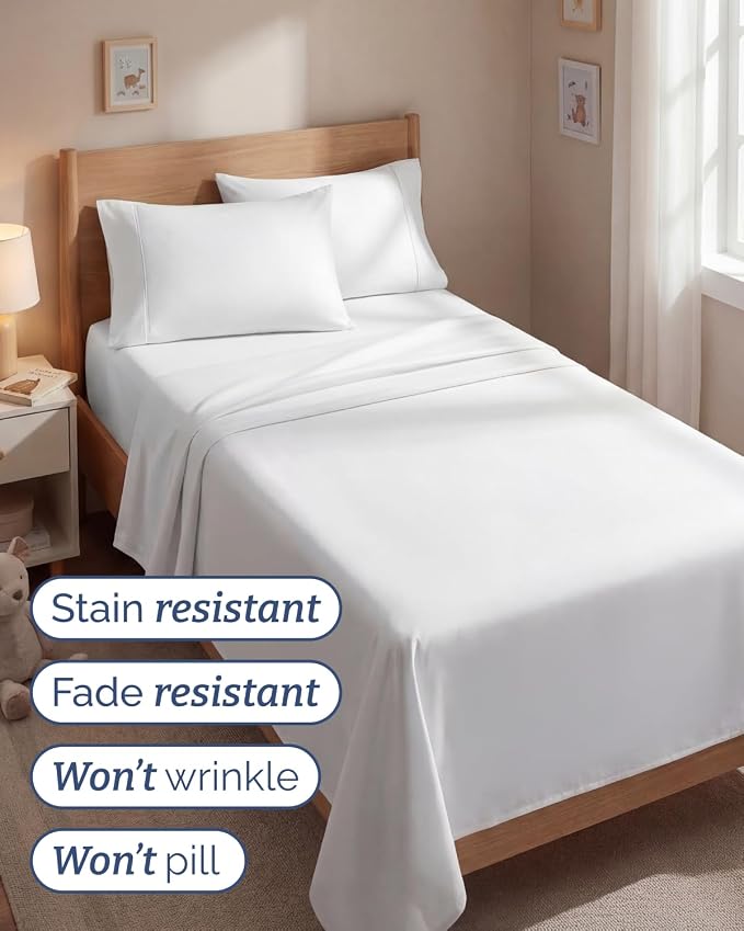 Twin 4 Piece Bed Sheet Set - Comfy, Breathable & Cooling Sheets - White | Ultra Soft Hotel Luxury Bedding Set with 8-16 Inch Deep Pockets, 1 Flat & 1 Fitted Sheet & 2 Pillowcases, Wrinkle & Fade Free