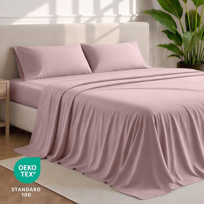 Bare Home Twin Sheet Set - 1800 Ultra-Soft (Twin, Mauve) | Deep Pockets 6 to 15 Inches, Breathable, Hypoallergenic, Hotel Luxury, Easy Fit, Soft, All-Season