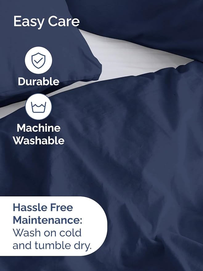 Duvet Cover Super Queen Size - 3 Piece with Zipper Closure - Navy Blue | Extra Soft, Breathable, Super Queen Duvet Cover 98" x 90" w/ 2 Pillow Shams, Zipper Closures & Ties, Women, Men, Kids & Teens