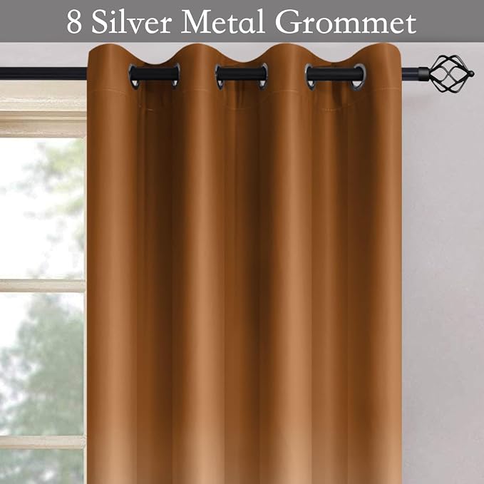 SimpleHome Burnt Orange to Grey White Ombre Room Darkening Curtains 63 Inch | Curtains for Living Room,Light Blocking Thick Thermal Insulated Grommet Window Curtains Drapes for Bedroom, 2 Panels,52Wx63L