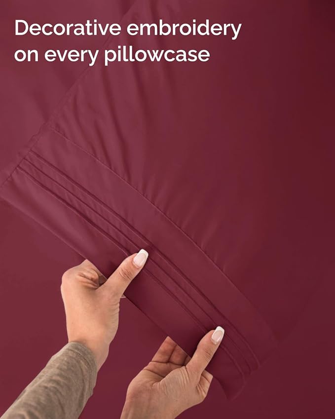 Twin Size 3 Piece Sheet Set - Comfy Breathable & Cooling Sheets - Burgundy | Hotel Luxury Bed Sheets for Women & Men, Deep Pockets, Easy-Fit, Extra Soft and Wrinkle Free Sheets, Oeko-Tex Bed Sheet Set