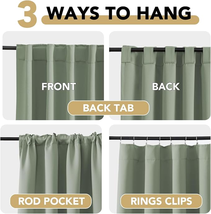 H.VERSAILTEX Blackout Curtains Thermal Insulated Window Treatment Panels Room Darkening Blackout Drapes for Living Room Back Tab/Rod Pocket Bedroom Draperies (2 Panels, Cyan, 42 x 63 Inch)