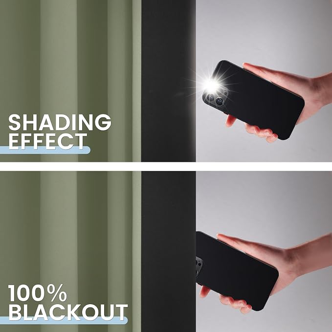 SimpleHome Light Sage 100% Blackout Curtains Room Darkening Living Room 84 | Curtains for Bedroom,Thermal Insulated Grommet Window Drapes,Curtains for Living Room with Black Back,52 x 84 Inch,2 Panels