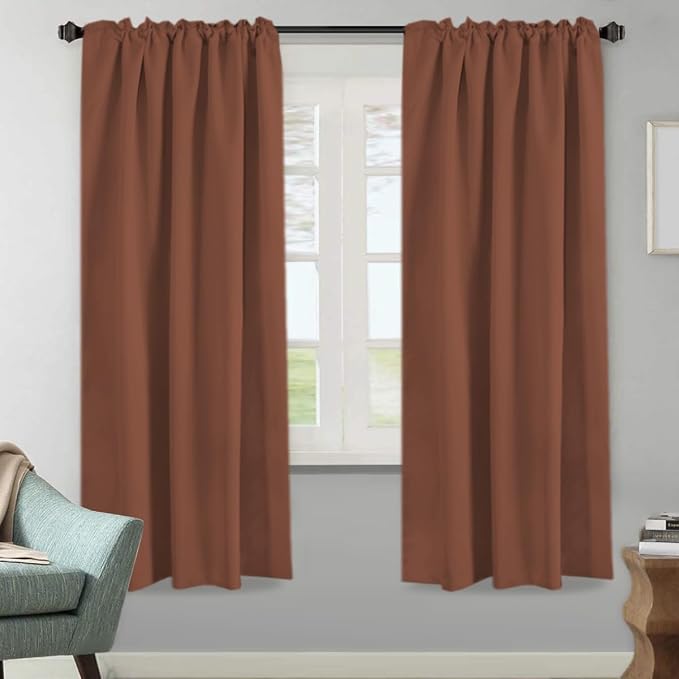H.VERSAILTEX Blackout Curtains Thermal Insulated Window Treatment Panels Room Darkening Blackout Drapes for Living Room Back Tab/Rod Pocket Bedroom Draperies (2 Panels, Washed Spice, 52 x 72 Inch)