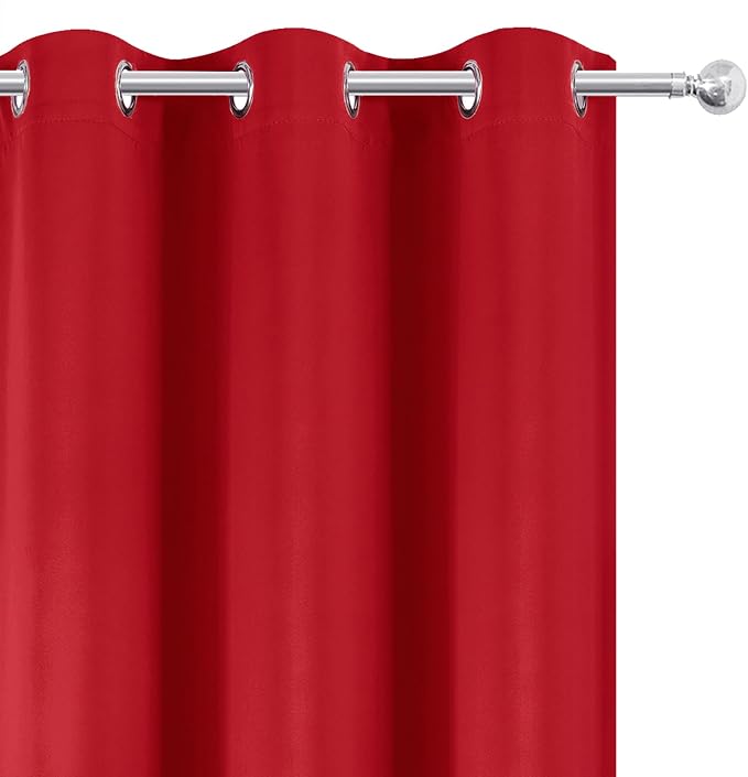 Blackout Curtains 52 x 90 Inch Long Bright Red Curtains Set of 2 Panels Room Darkening Curtains for Bedroom and Living Room