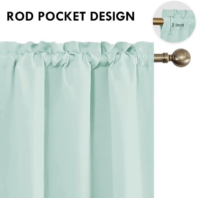 DWCN Blackout Curtains for Bedroom Living Room 42 x 54 Inch Long 2 Panels | Room Darkening, Thermal Insulated, Light Blocking, Rod Pocket Drapes, Noise Reducing Window Treatments, Mint Green