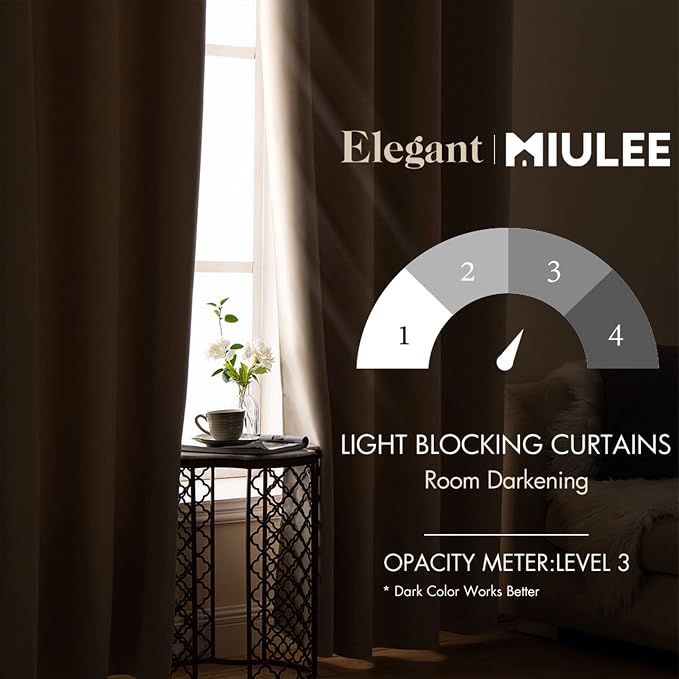 MIULEE Beige Blackout Bedroom Curtains 84 Inch Long Light Blocking | Grommet Top, Room Darkening Window Drapes, Privacy Protection, Thermal Insulated, Heat Blocking