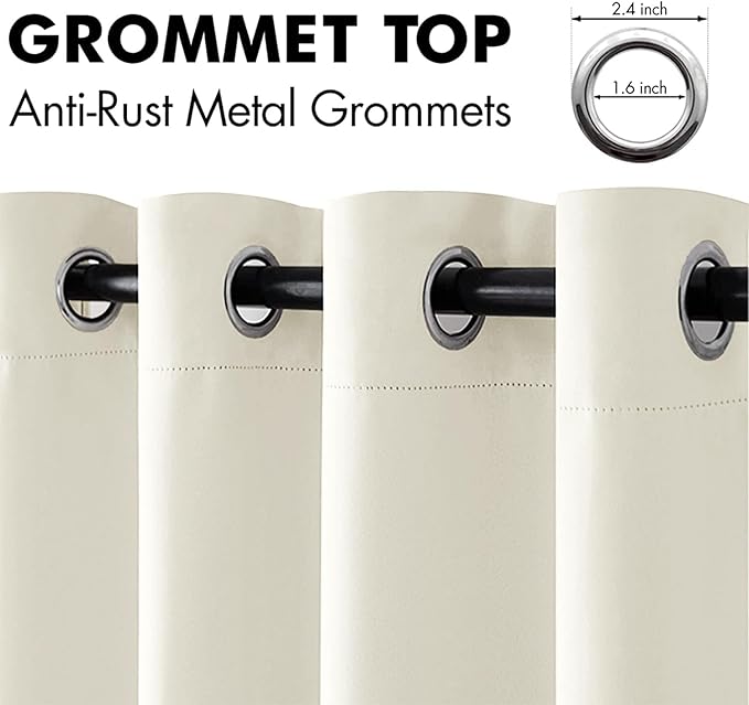 MIULEE Cream Blackout Bedroom Curtains Drapes 84 Inch Long 52"x84" | Grommet Top, Room Darkening Window Drapes, Privacy Protection, Thermal Insulated, Heat Blocking, Light Blocking