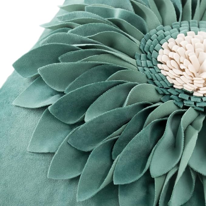 OiseauVoler Handmade 3D Sunflower Throw Pillow Covers 18x18 Inch Green | Decorative Pillowcases For Couch Farmhouse Living Room Decor High End Unique Easy Care Machine Washable Dog Hair Resistant